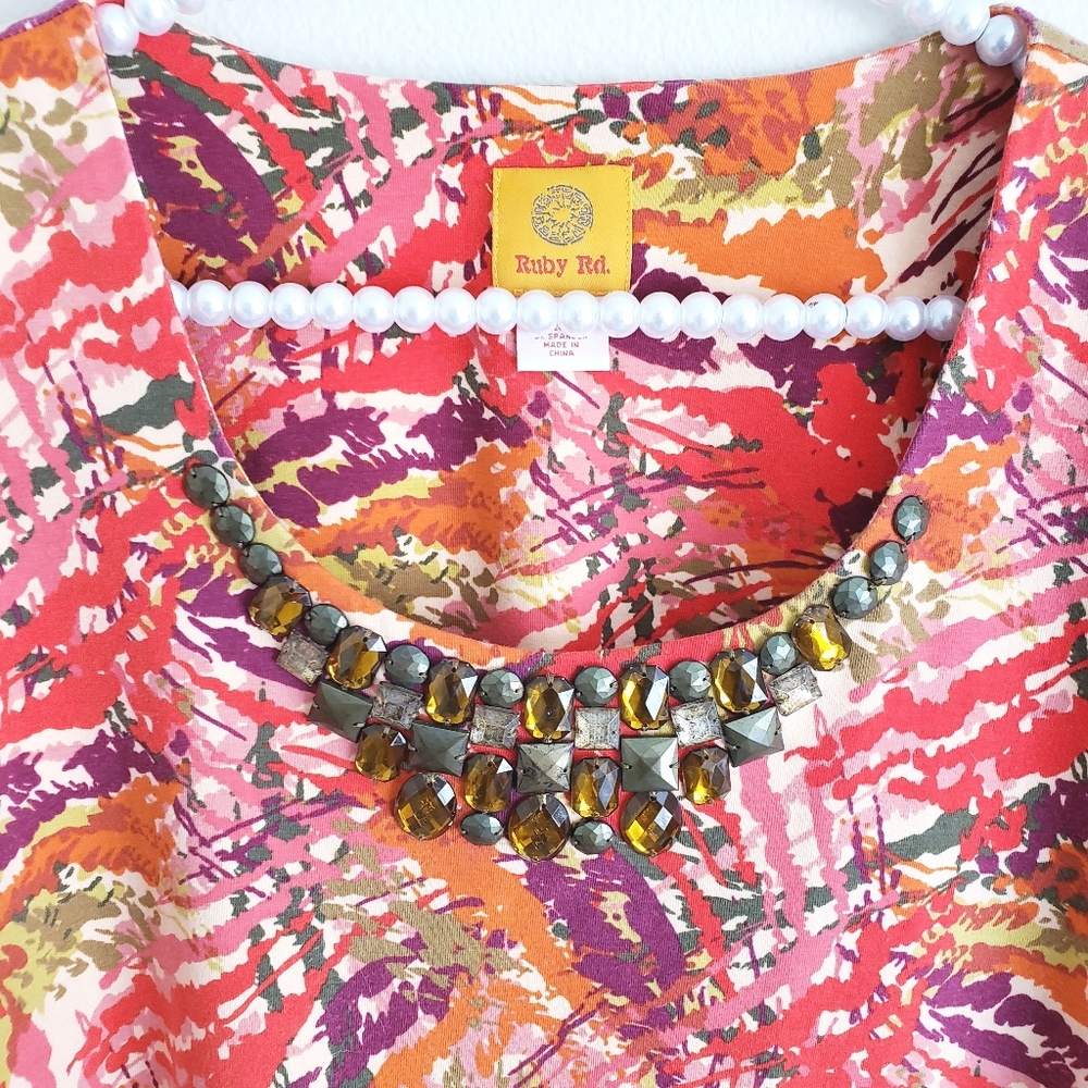 Ruby Rd. | Jeweled Neckline Size Large - Picture 2 of 6